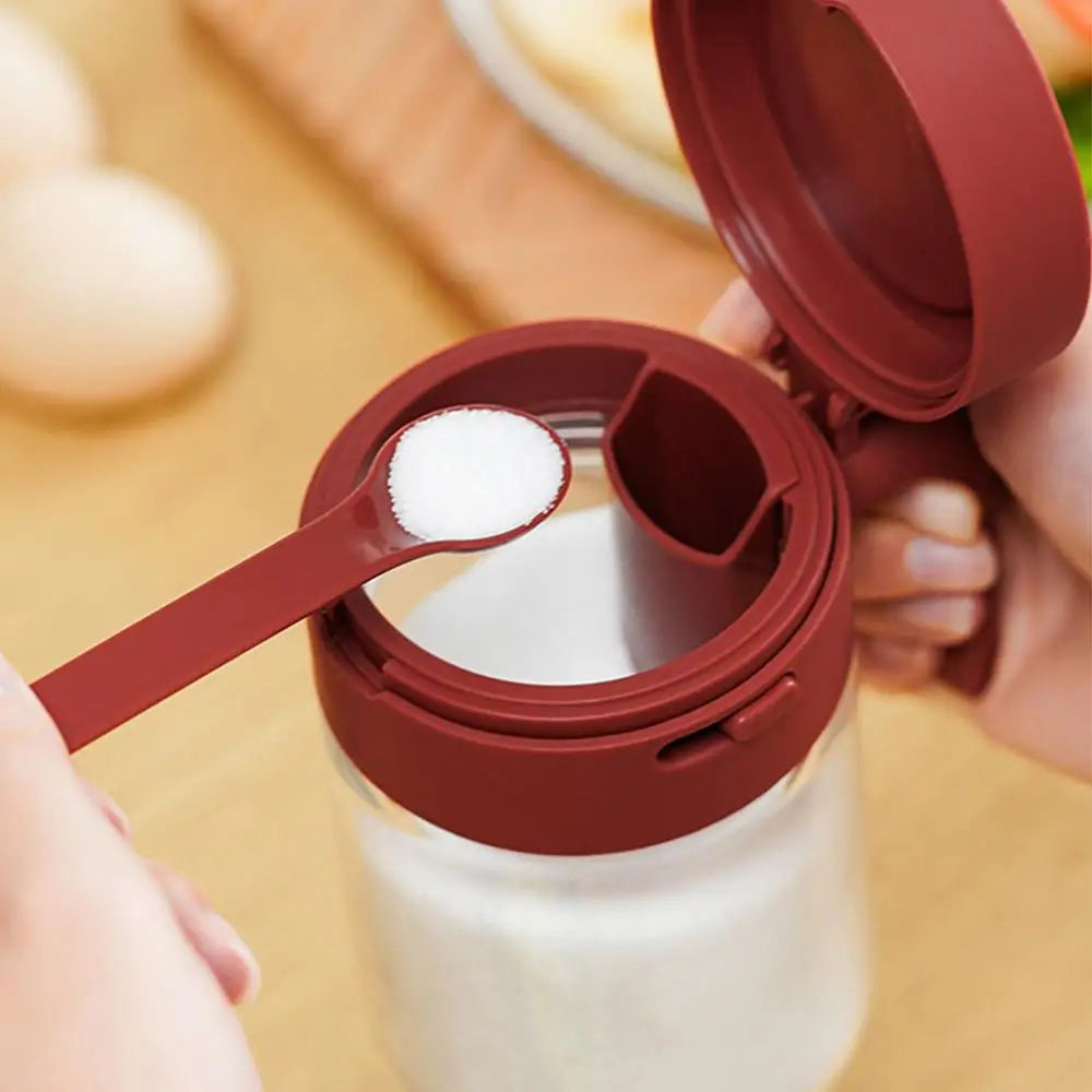 Transparent Glass Lockable Airtight Seasoning Jar with Spoon
