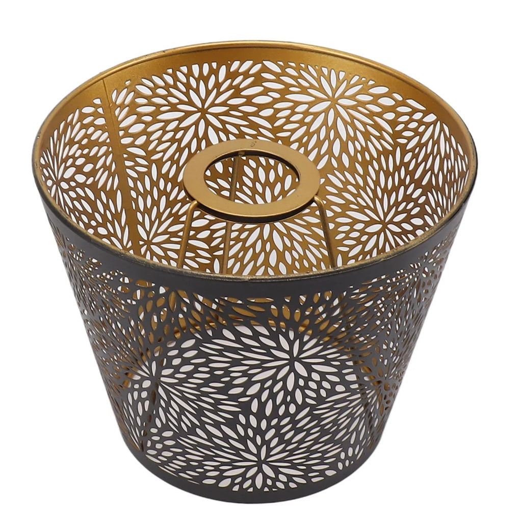 Metal lampshade with gold pattern