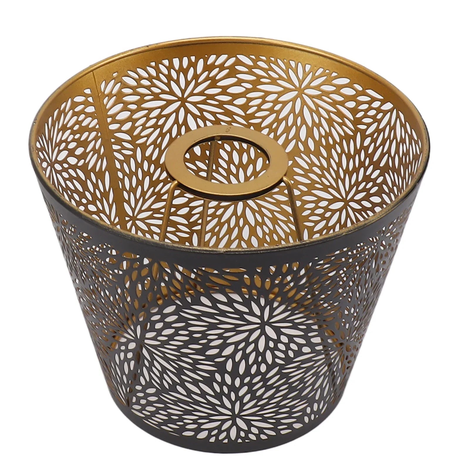 Metal lampshade with gold pattern