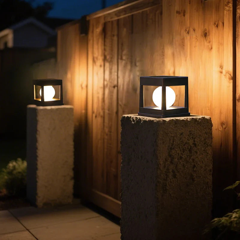 Solar Garden Lantern LUMOVIA DuoLight | 2 Light Colors | IP65 Waterproof | For Ground, Terrace & Stake Mounting | 11.8 x 11.8 x 11.5 cm