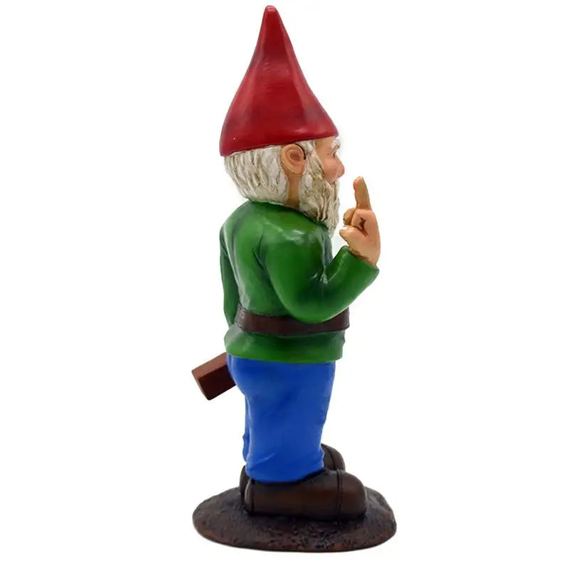 Funny Drunk Gnome Figurine with Middle Finger for Garden and Grass Field