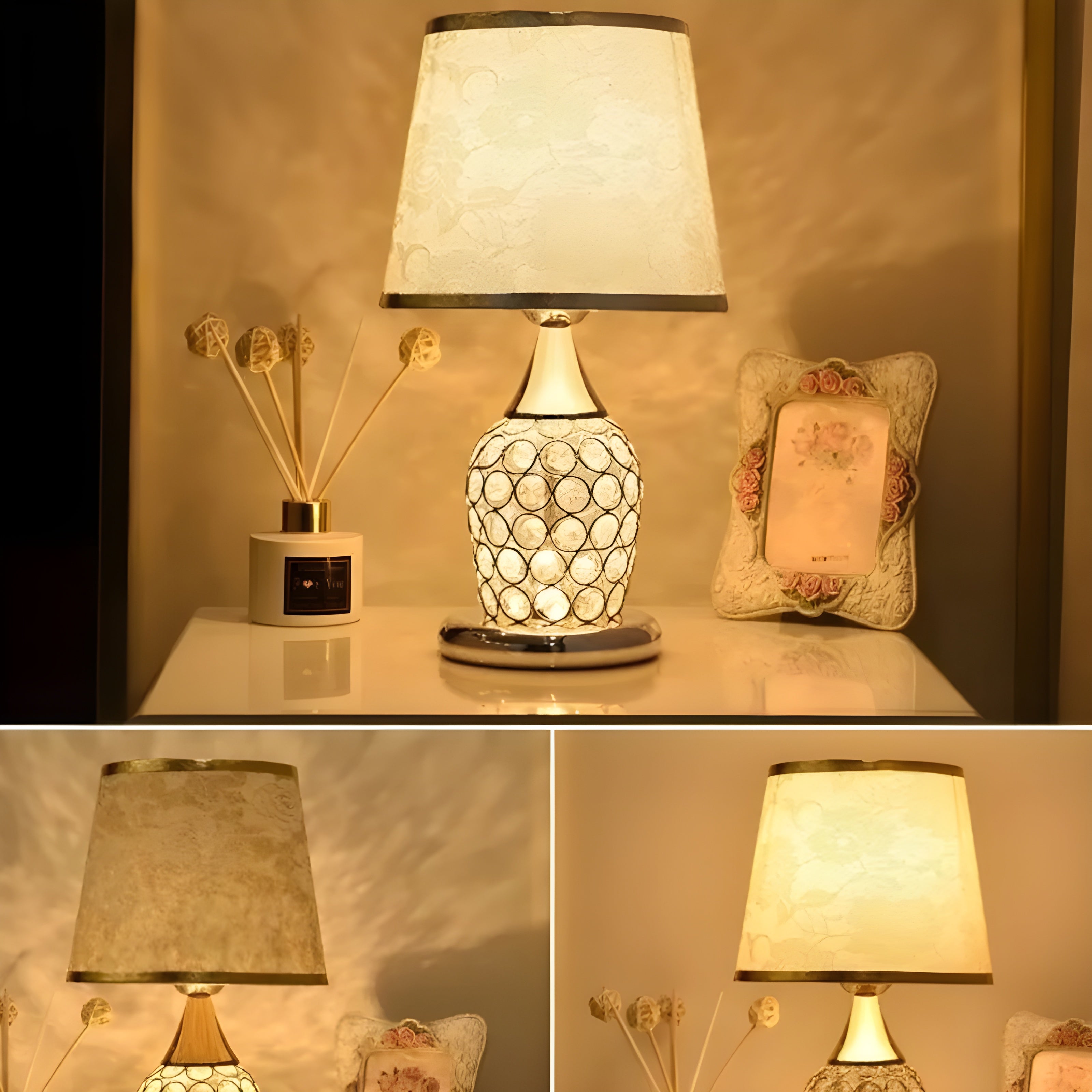 Lustrelia Crystal Optic Table Lamp | LED Lighting & Touch Function | Elegant Play of Light | 220V | Plastic