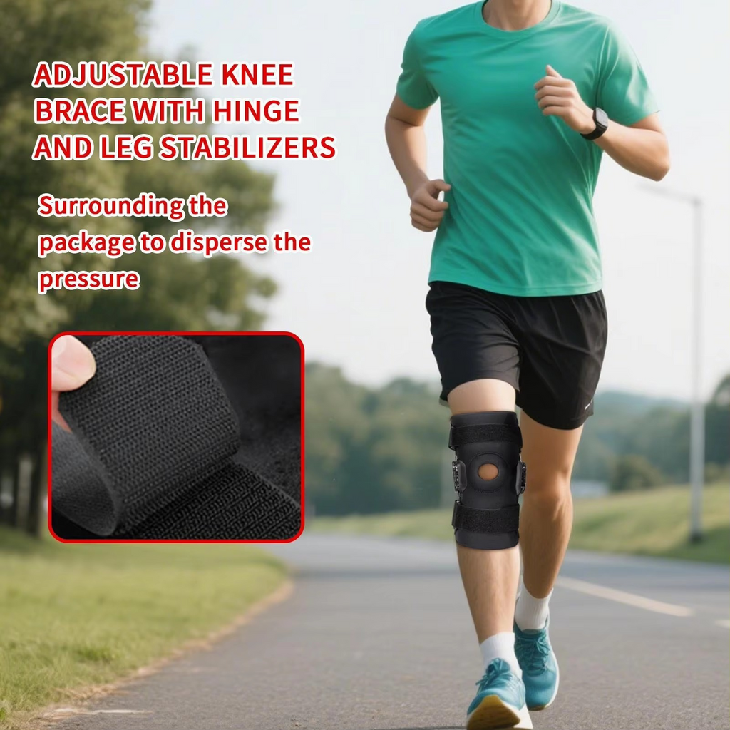 Hinged Knee Brace Adjustable Sports Knee Support for Comfortable Compression and Stabilizing Support