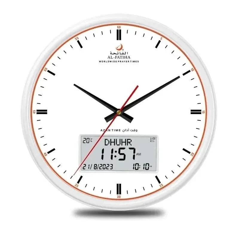 Prayer clock with automatic azan adjustment and 10 azan sounds