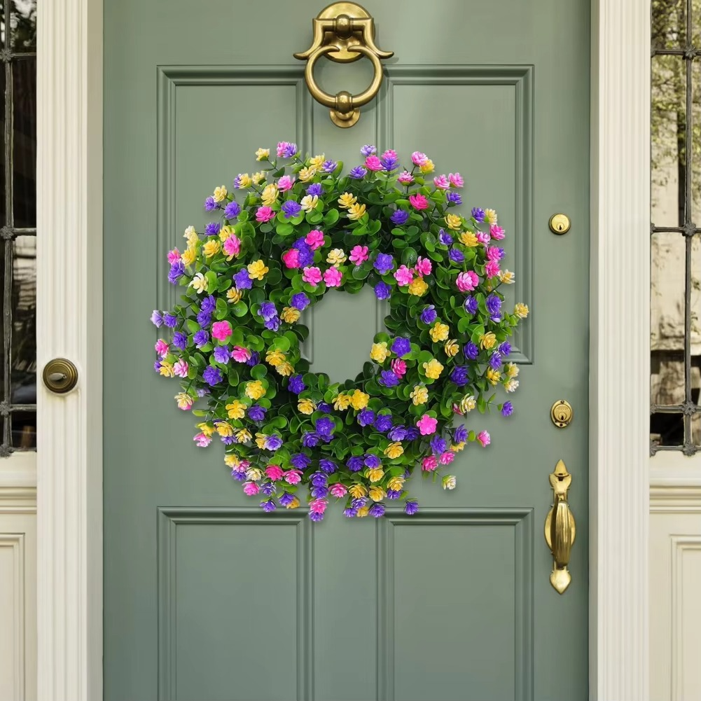 Artificial Floral Wreath for Front Door, Window, and Seasonal Home Decor