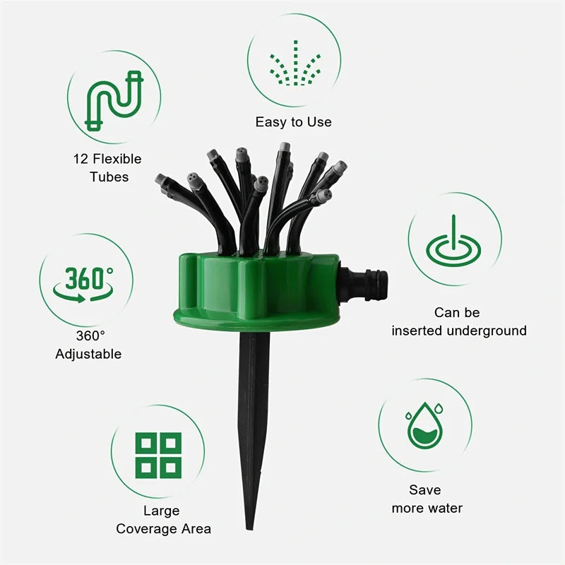 12-in-1 Garden Irrigation System – Adjustable Sprinkler with 360-Degree Irrigation