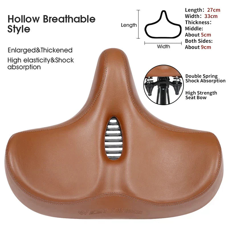 Wide Ergonomic Bike Saddle – Comfortable Saddle with Shock Absorption for City and Mountain Bikes