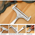 Premium Stainless Steel Cheese Slicer with Adjustable Thickness & Extra Wires