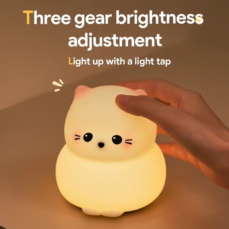 Rechargeable Silicone Cat Night Light - Soft Touch Mood Lamp