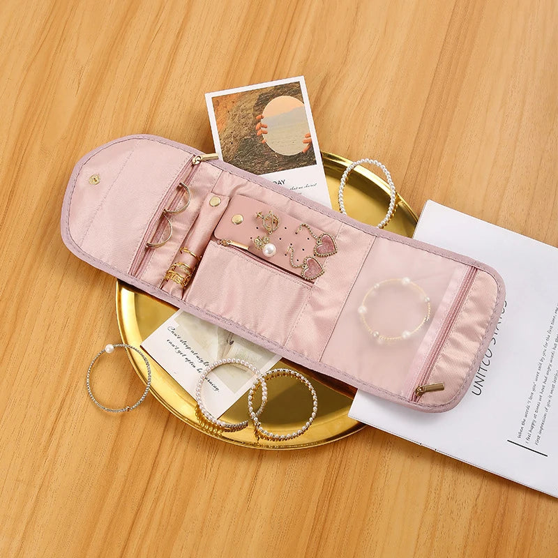 Jewelry bag Velmora Roll | Foldable & Space-saving | For Travel & Home | Velvet look in 3 colors