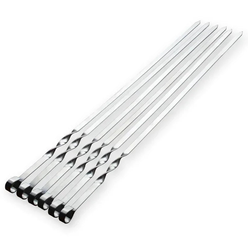 GrillMaster Pro Grill Skewers | Extra Long Stainless Steel Skewers with Wooden Handle | Set of 6