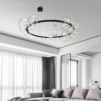 Modern creative metal chandelier lighting: 7/10 clear glass bubbles, long round design with G9 light socket
