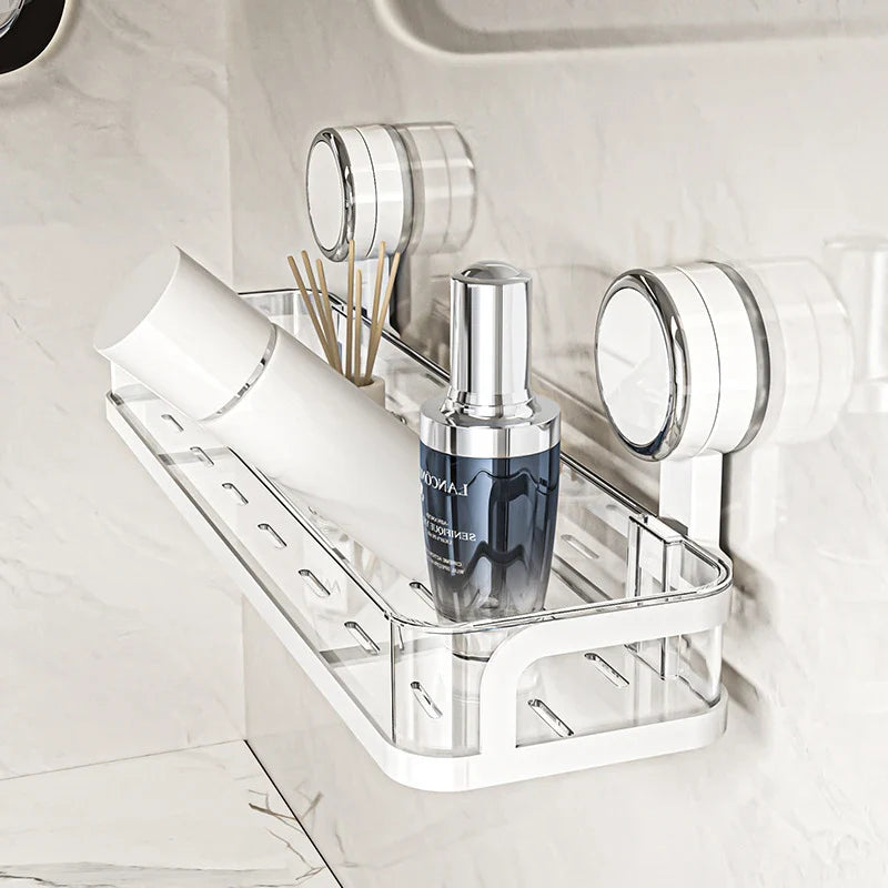 Wall shelf with suction cup | No drilling | Shelf for bathroom & kitchen | Multifunctional