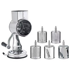 Rotary Vegetable Grater with 5 Stainless Steel Blades, Suction Cup Base, Dishwasher Safe