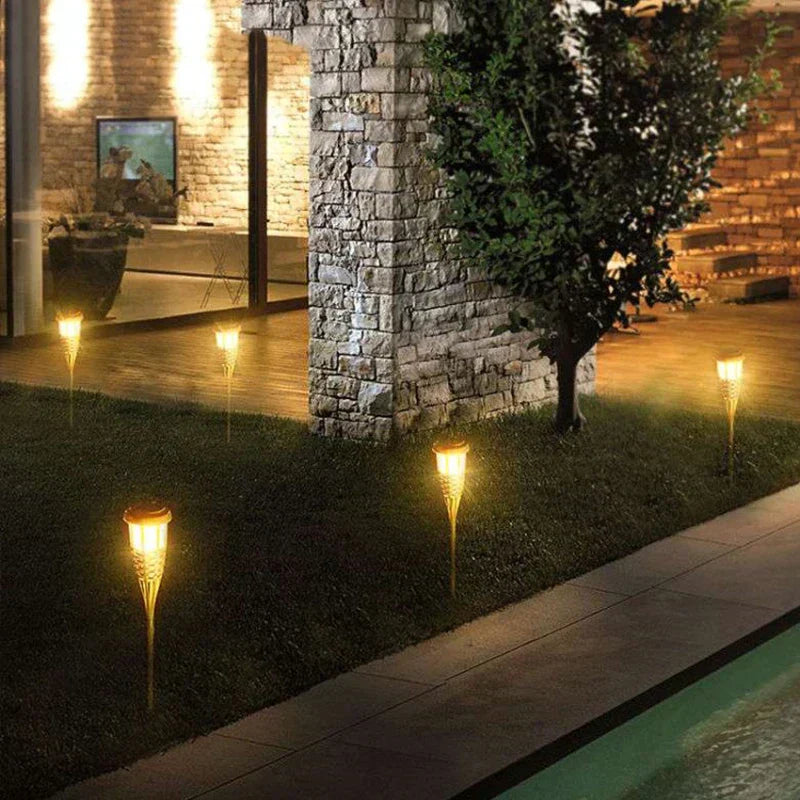 Solar Torch 5-piece Set | Flame Look LED Garden Lights | Solar Powered | Decorative Light for Outdoor