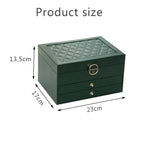 Lockable Leather Jewelry Box with Multi-Layer Storage