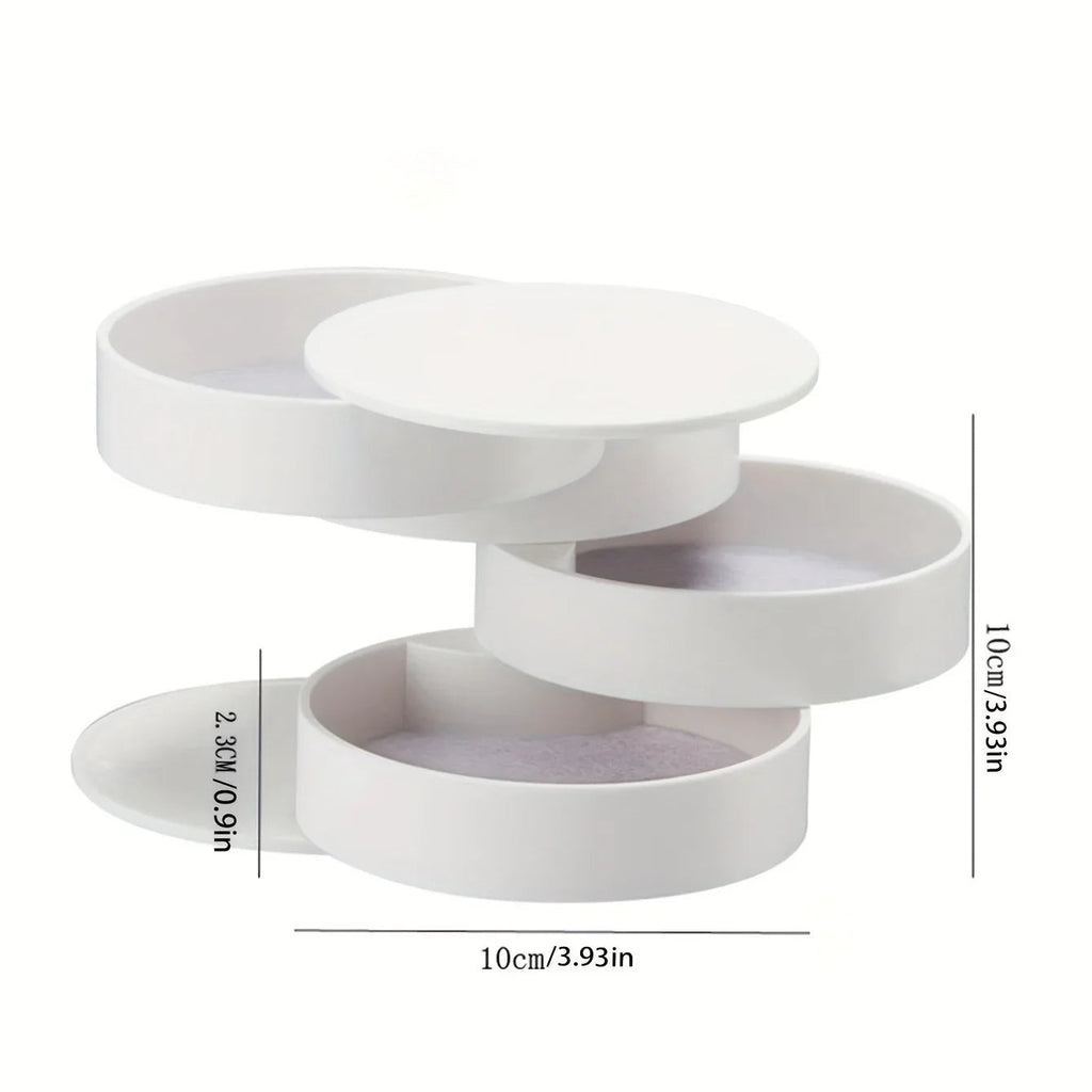 Velvira Jewelry Box Rotatable | 5 Levels with Lid | Dustproof & Compact | For Jewelry, Hair Accessories & Makeup