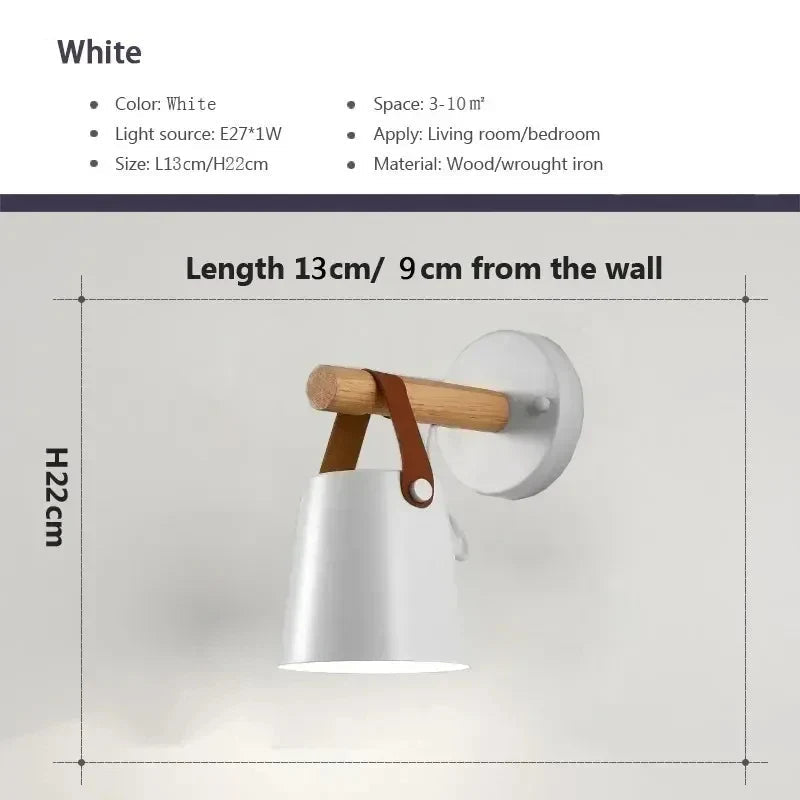 NordicGlow Light - Wooden LED Wall Lamp with Leather Accents