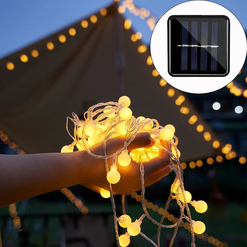 Solar LED String Lights with Automatic On/Off and Weather-Resistant Outdoor Design