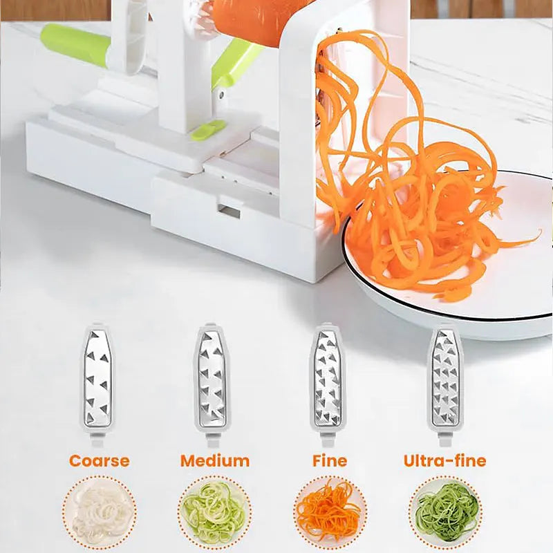 SpiraChef Vegetable Spiralizer | 5-in-1 Spiralizer & Slicer | With Suction Foot & Foldable Design | For Zoodles, Vegetables & Fruits