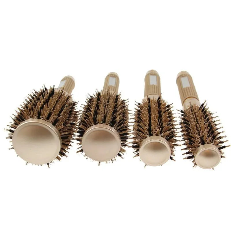 Round Brush Set GLOSSENTA | Ions-Ceramic & Boar Bristles | Anti-frizz & Volume | 25–53 mm Ø