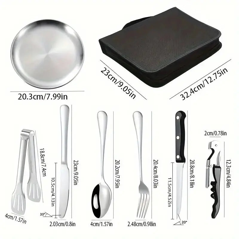 TrailMate Outdoor Cutlery Set | Compact & Durable 10-Piece Set | Stainless Steel for Adventures