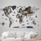 3D Wooden World Map Wall Art for Living Room or Office