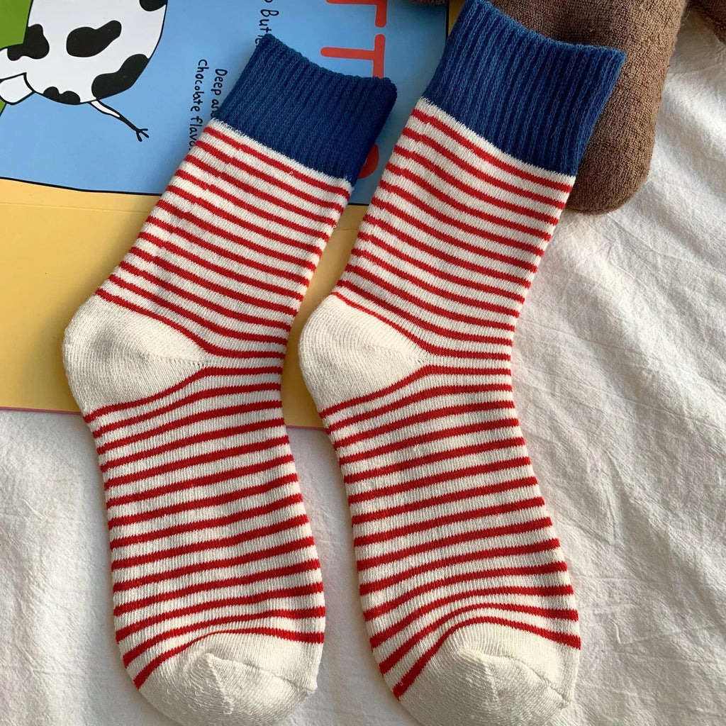 WollHerz Women's Wool Socks | Autumn & Winter | Thick & Warm | Ribbed Design | Solid & Stripes