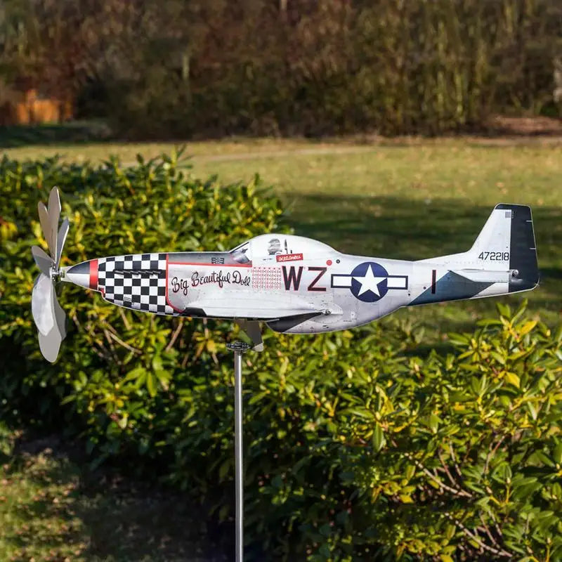 Wind Spinner AeroTwist | Airplane Garden Windmill made of Stainless Steel | Weatherproof & rotating in the wind | For Garden, Terrace & Balcony