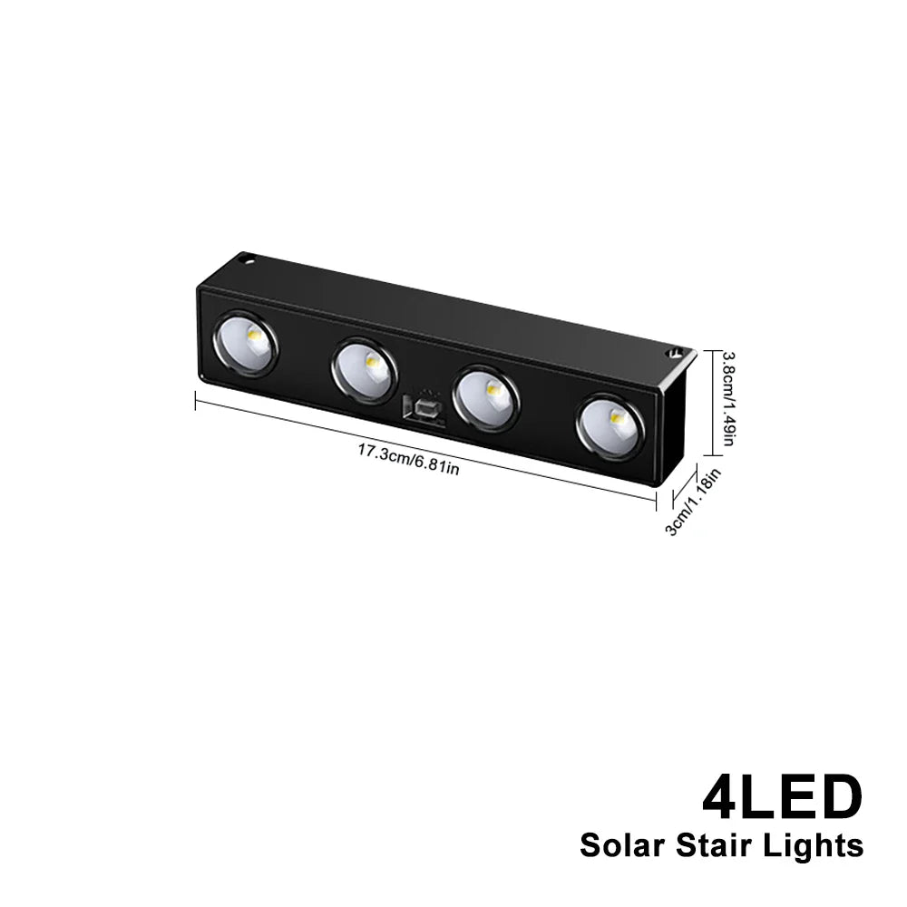 Solavera LumiFence Solar Lights | 4-piece Set LED Outdoor Lights | IP54 Weatherproof | Aluminum | For Garden, Fence & Patio