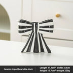 Classic Striped Bow Ceramic Candle Holder