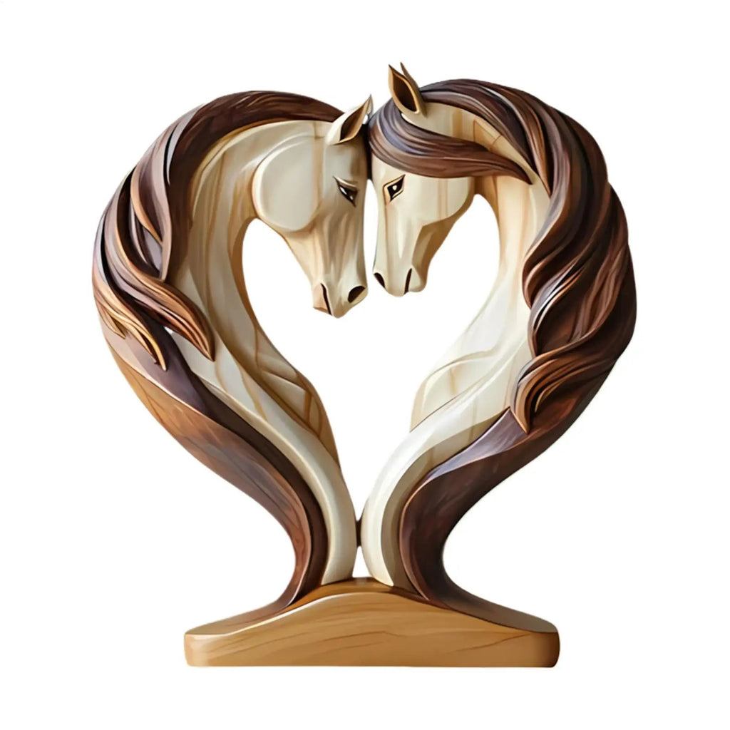 Equora Horse Sculpture | Horse Sculpture Wood | 2D Design in Embrace Pose | Decoration for Living Room, Office & Children's Room