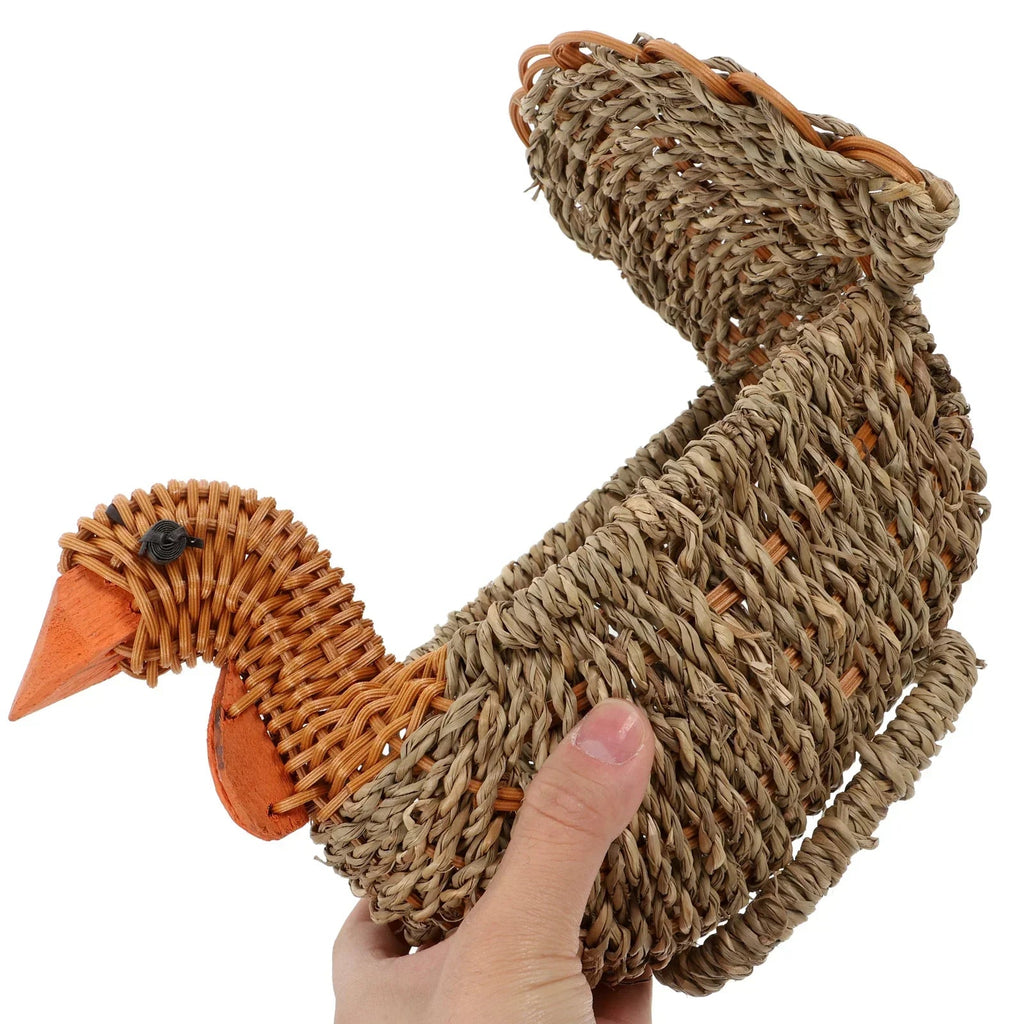 Handcrafted Natural Woven Turkey Shape Basket
