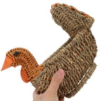 Handcrafted Natural Woven Turkey Shape Basket