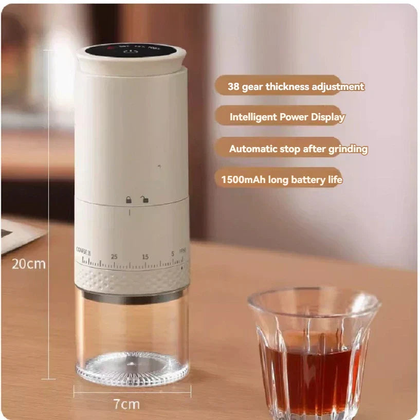 1500mAh Electric Coffee Grinder – Adjustable USB-C Rechargeable Burr Mill for Fresh Coffee