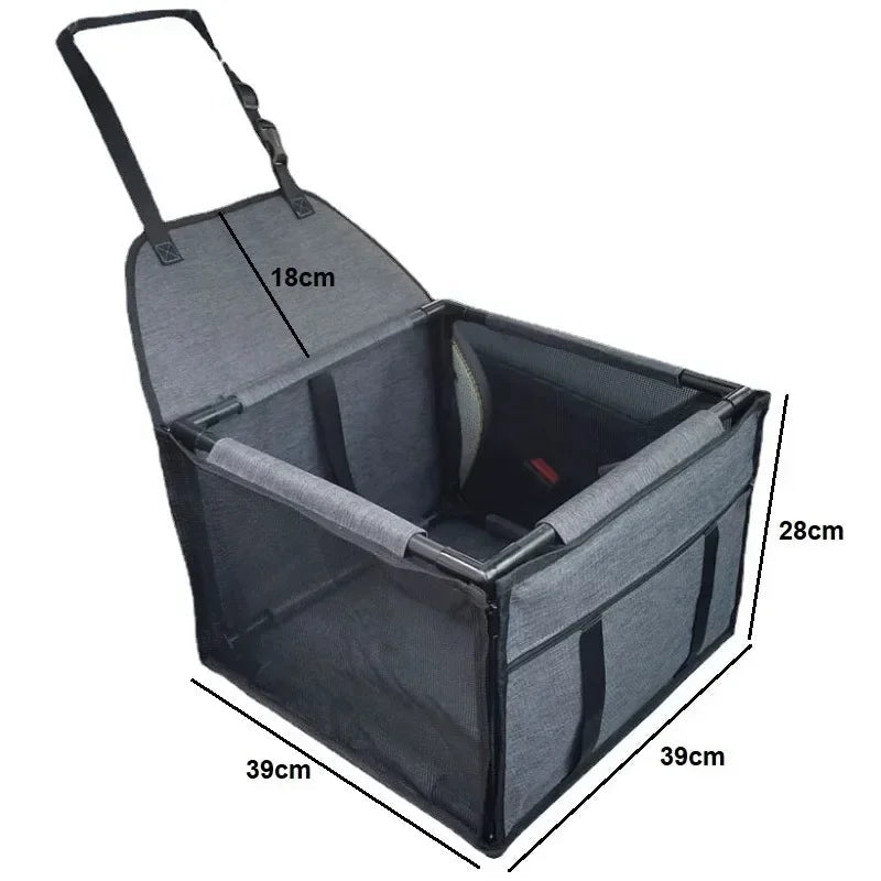 PawVoyage Waterproof Car Dog Seat | Carry Bag & Transport Basket | For small to medium dogs | 39×39×27 cm