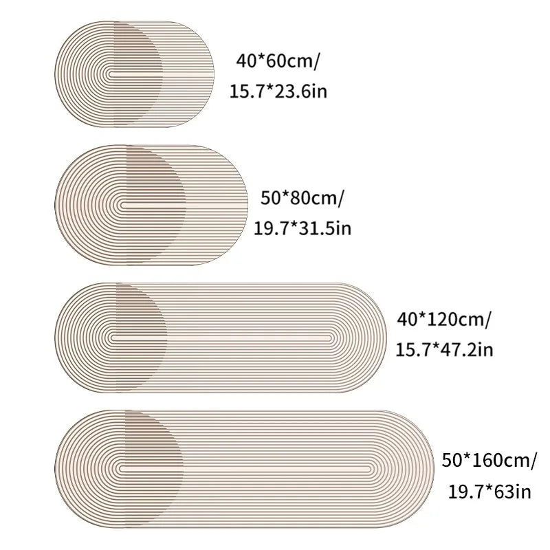 Pureterra | Kitchen Mat Super Absorbent | Non-Slip & Washable | Diatomite Design | Oval & Long Shape | Comfort Rug for Kitchen & Bathroom
