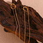 18k Dainty Circle Tassel Earrings