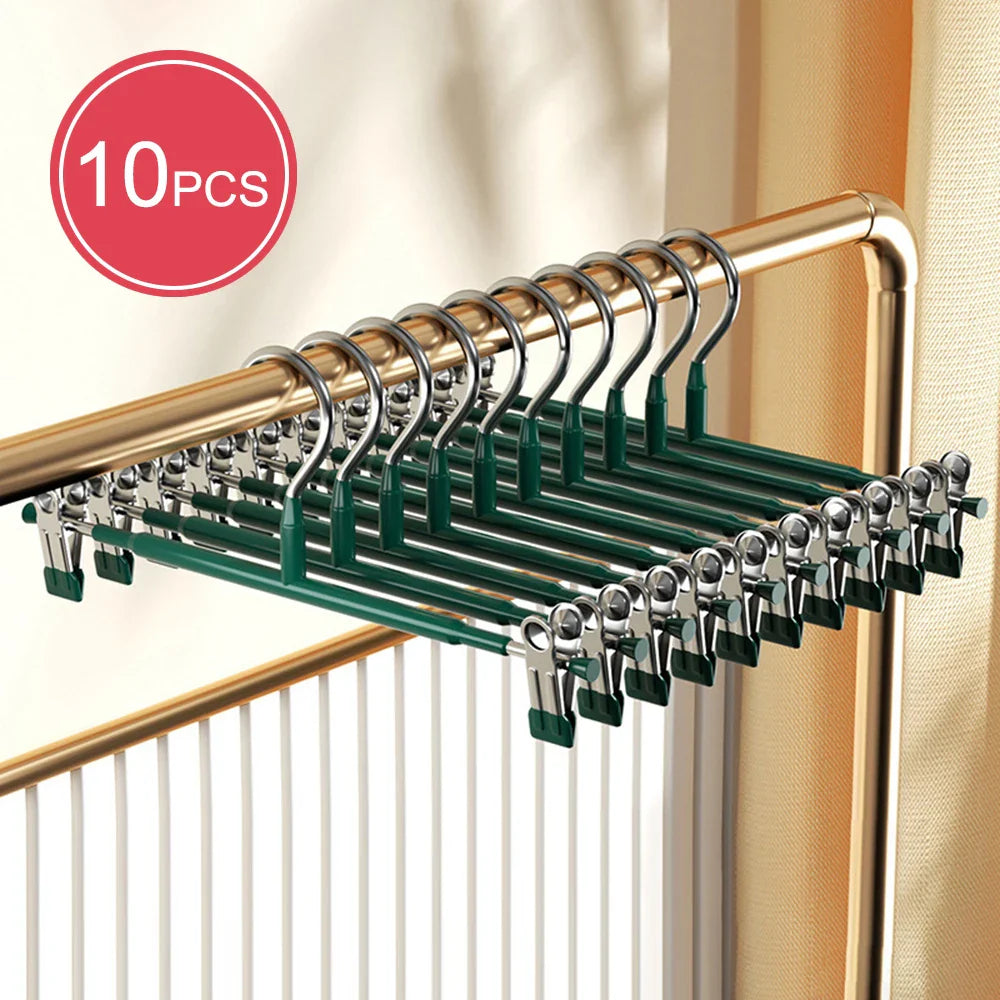 Closyra Stainless Steel Hanger with Clips | Adjustable & Non-Slip | For Skirts, Pants & Underwear | Space-Saving & Seamless