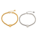 18k Classy Beaded Heart Bracelet