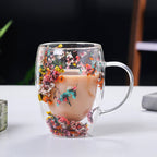 Double-walled dried flower glass cup