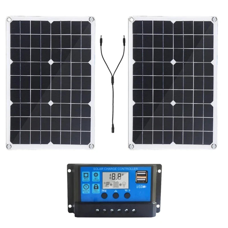 SolaVibe Solar Panel 1200W | Flexible 12V Charging Panel | 2x USB & 100A Charge Controller | Outdoor Camping