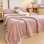 Throw Blanket WarmHug | Fluffy Flannel | Checkered Design | For Sofa & Bed | Four Seasons