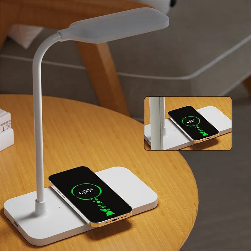 Velura LightDock LED Desk Lamp | With Wireless Charger & USB Port | Touch Dimming & Eye-Friendly | Modern