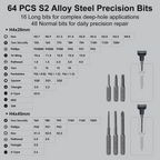 Mini Electric Precision Screwdriver Set with 64 Magnetic Bits and LED
