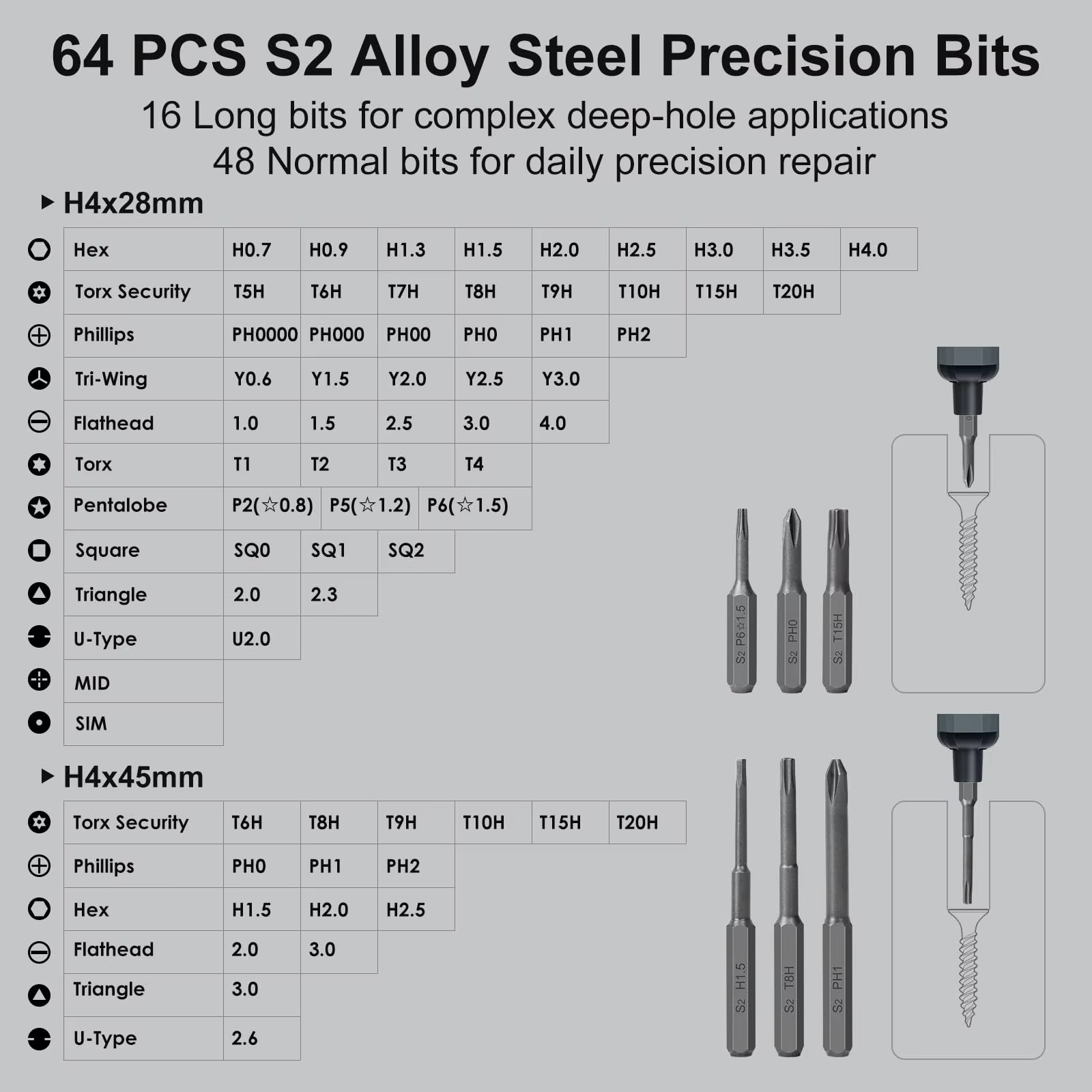 Mini Electric Precision Screwdriver Set with 64 Magnetic Bits and LED