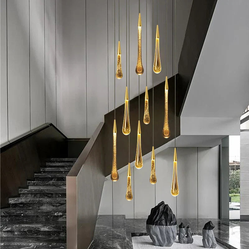 Crystal LED Pendant Lights: Perfect for Bedrooms, Dining Rooms, Bar - Water Droplet Chandelier, Stair Lamp for Interior Decoration