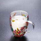 2pcs Dried Flowers Double-Walled Glass Mug