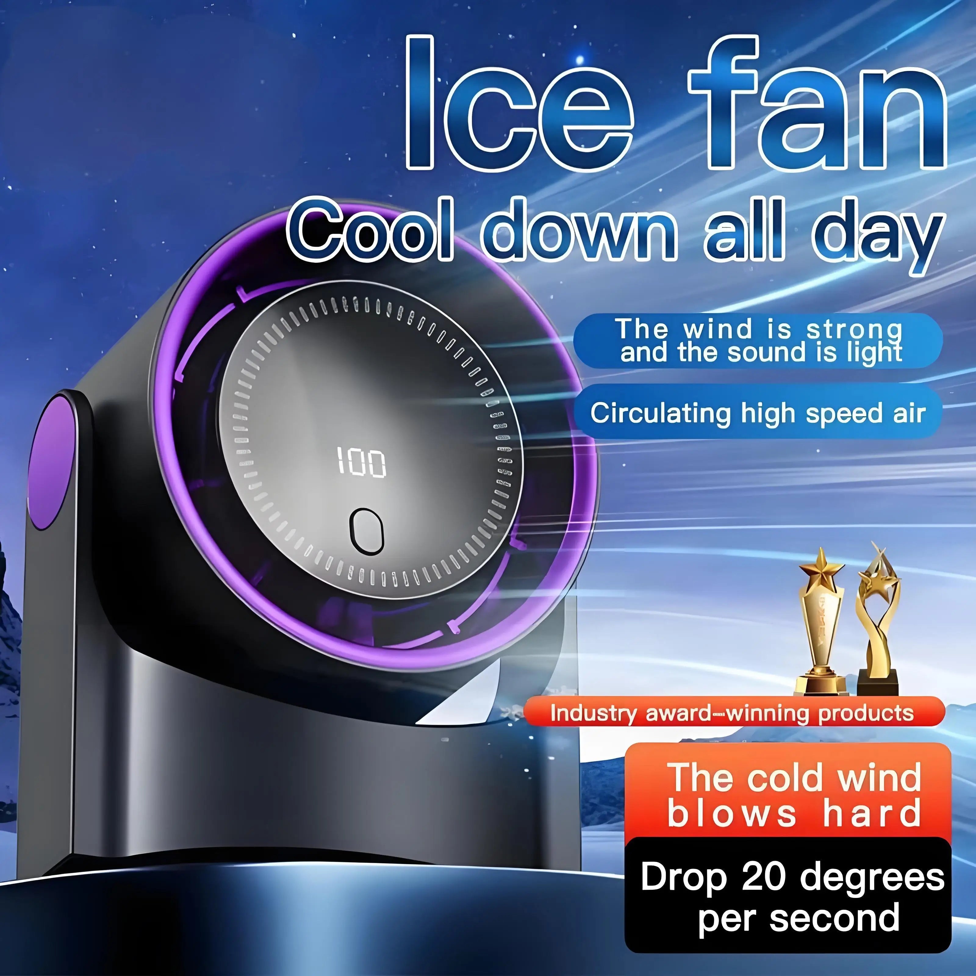 Aerolora Table Fan | Bladeless & Quiet | 100 Levels | USB Bladeless Fan