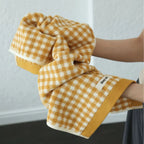 Retro Small Grid Cotton Towel – Soft & Absorbent Household Towel